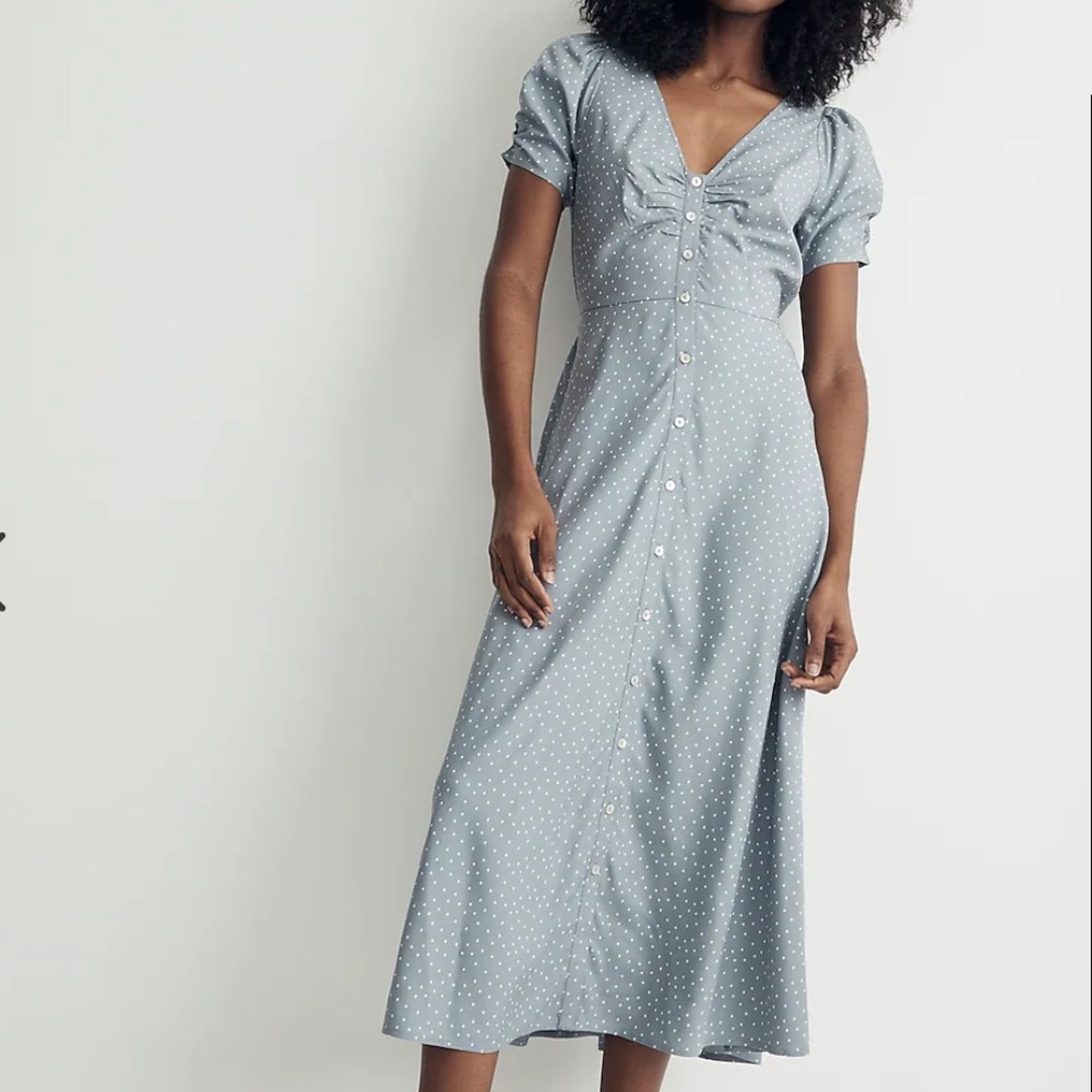 madewell leedra button-front midi dress in dot